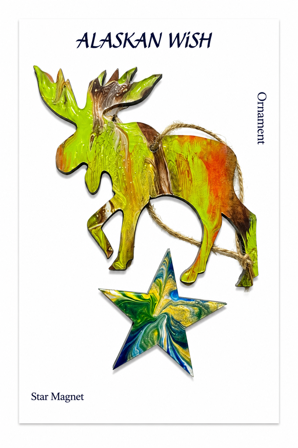 Moose Ornament Hand-Painted / One of a kind. / Art