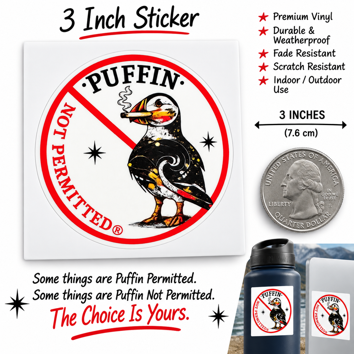 Puffin Not Permitted Sticker Star
