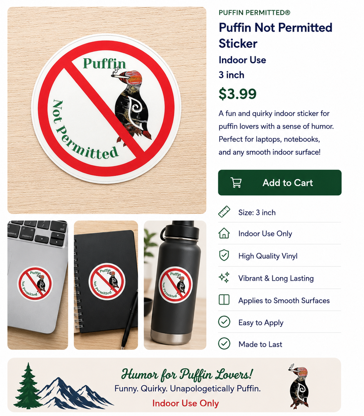 Puffin Not Permitted Sticker