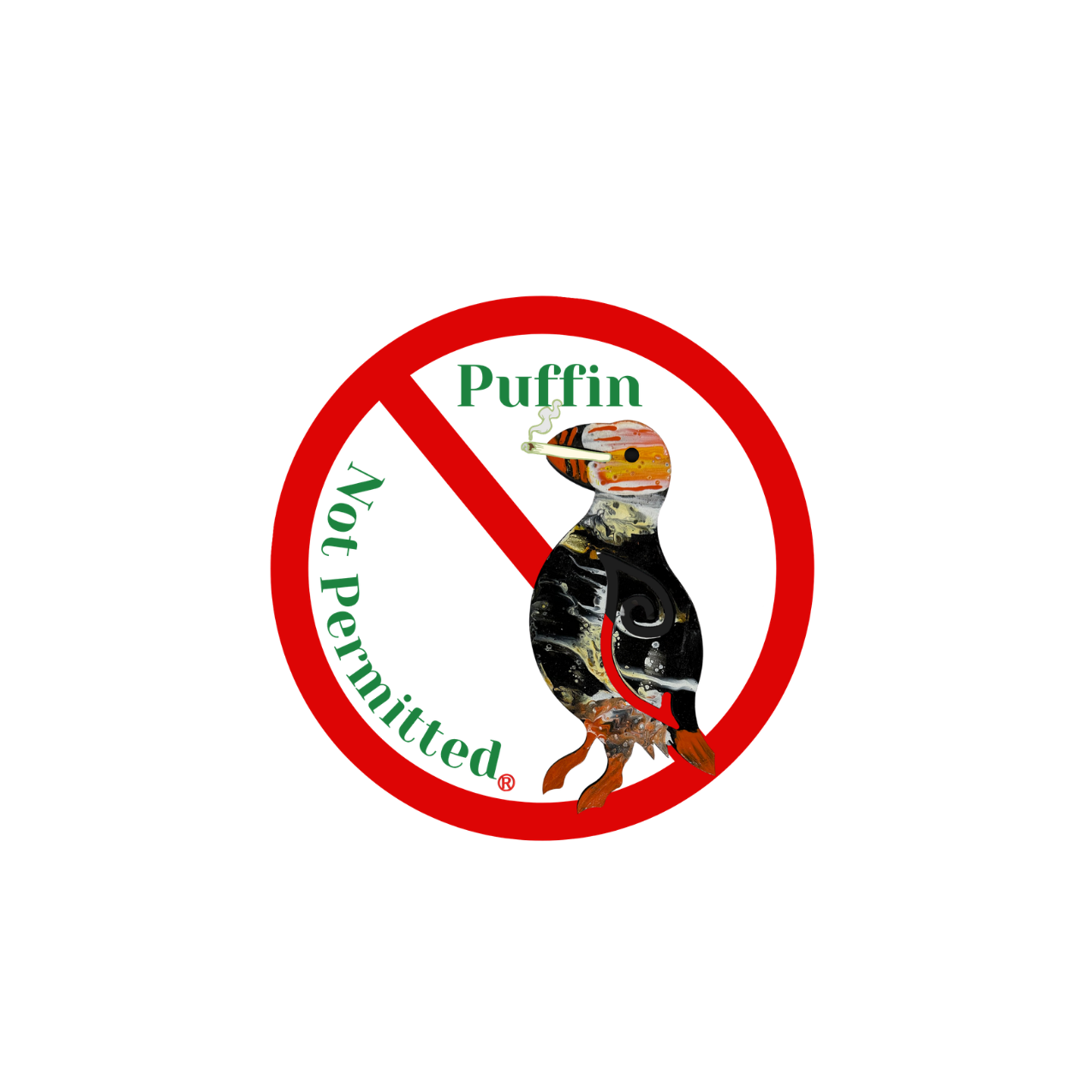 PUFFIN NOT PERMITTED - ROUND VINYL STICKER