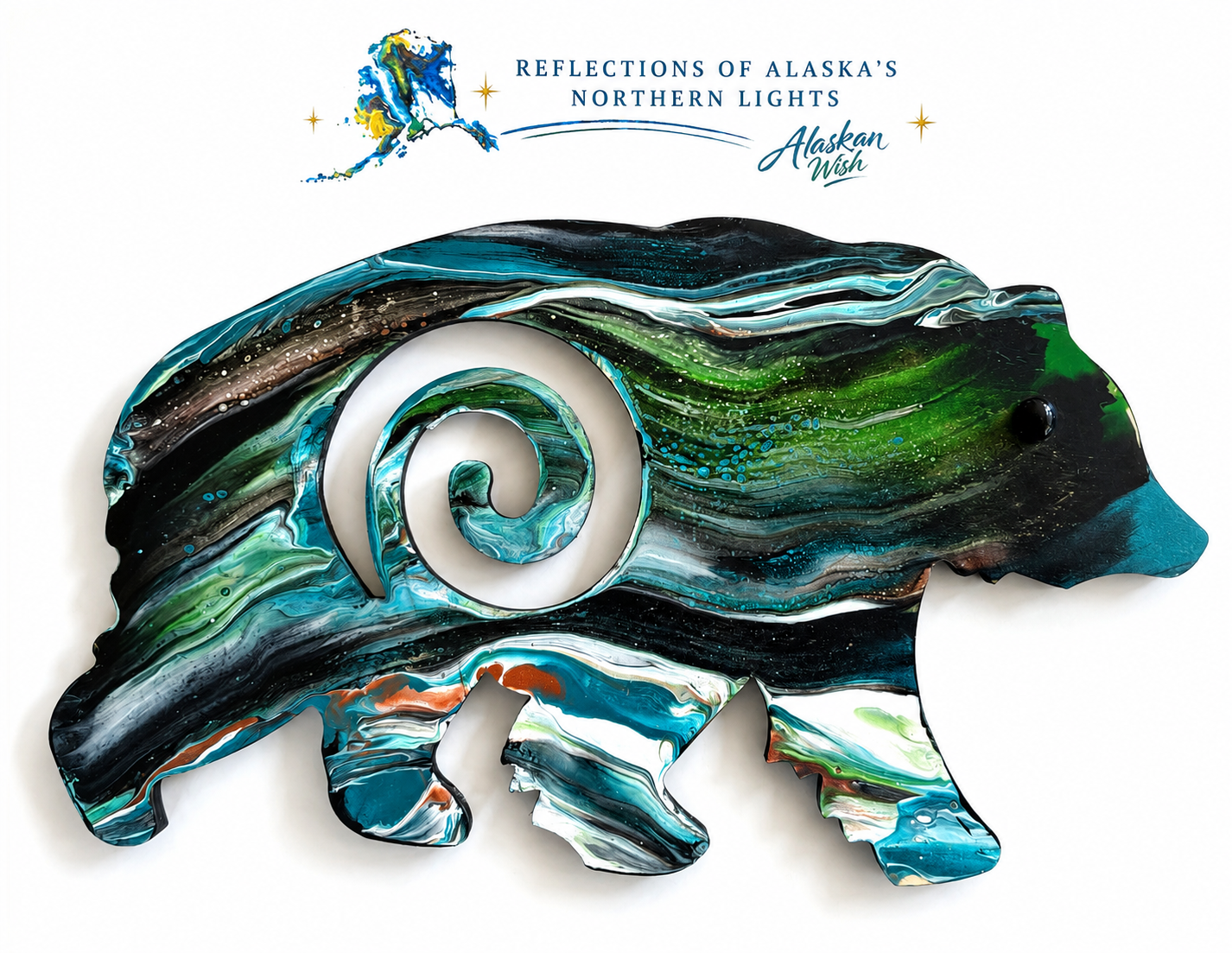 Bear Circle of Life - Reflections of Alaskan Northern Lights Wall Art