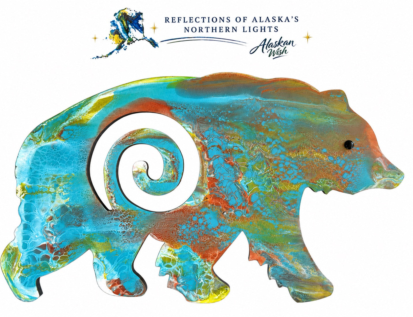 Bear Circle of Life - Reflections of Alaskan Northern Lights Wall Art
