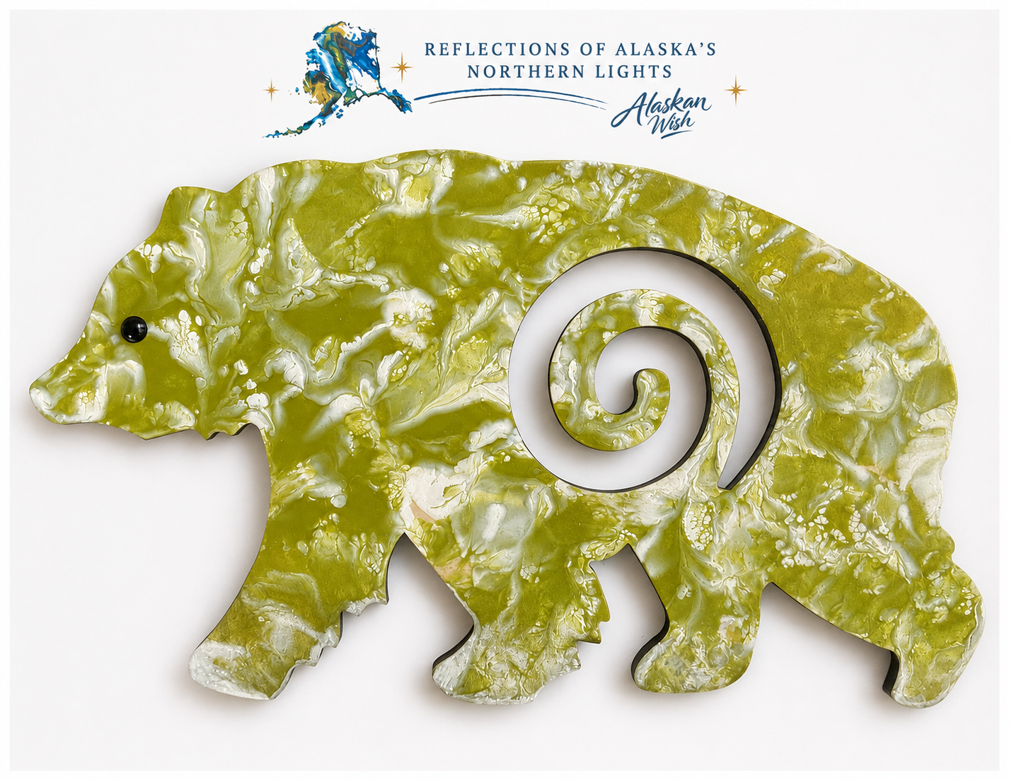 Bear Circle of Life - Reflections of Alaskan Northern Lights Wall Art