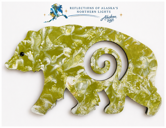 Bear Circle of Life - Reflections of Alaskan Northern Lights Wall Art