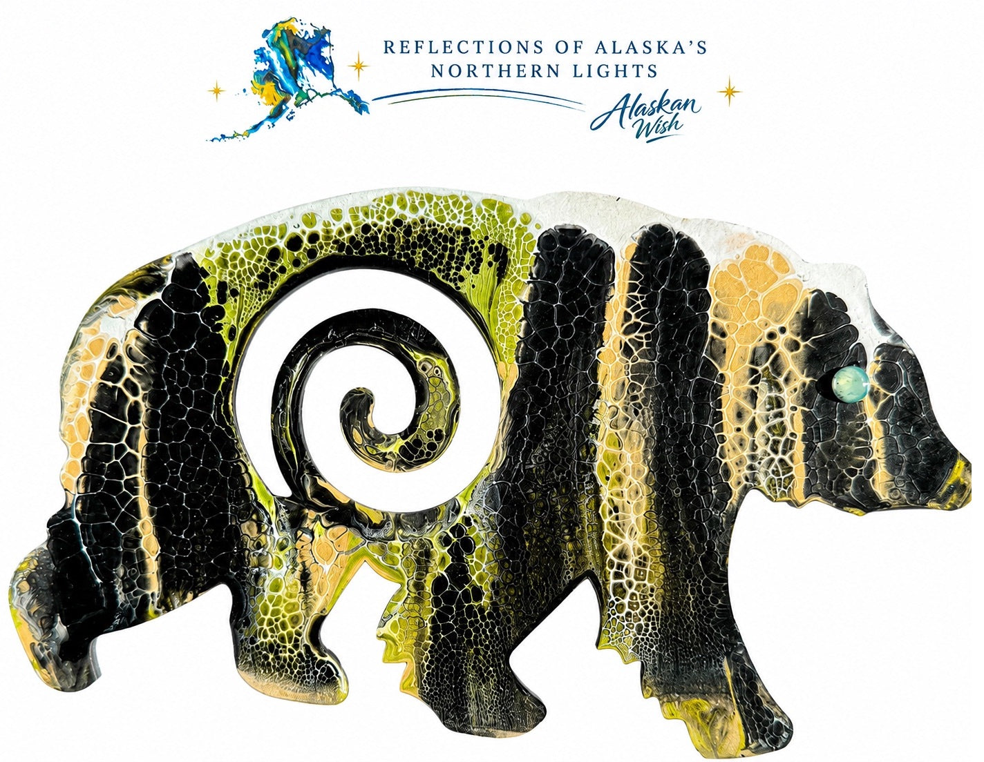 Bear Circle of Life - Reflections of Alaskan Northern Lights Wall Art