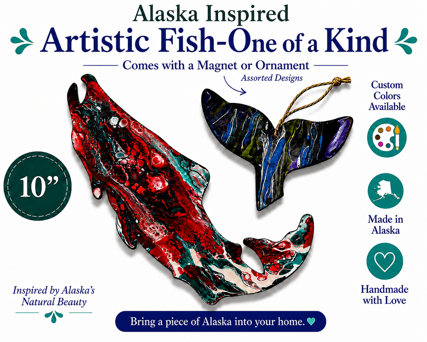 Salmon-  Reflections of Alaskan Northern Lights Wall Art