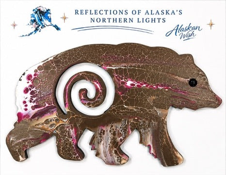 Bear Circle of Life - Reflections of Alaskan Northern Lights Wall Art