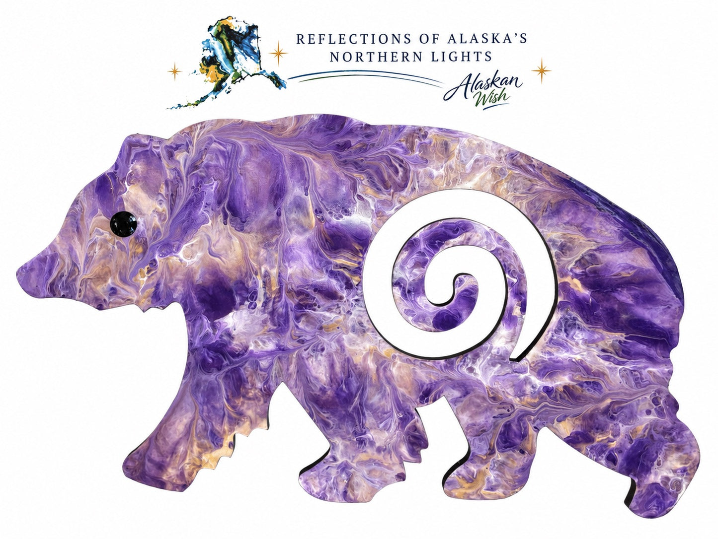 Bear Circle of Life - Reflections of Alaskan Northern Lights Wall Art