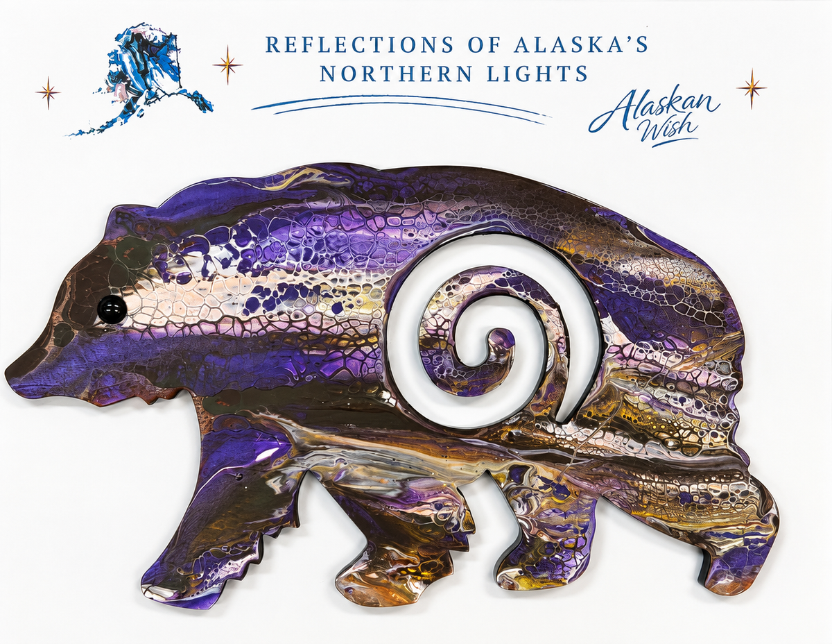 Bear Circle of Life - Reflections of Alaskan Northern Lights Wall Art