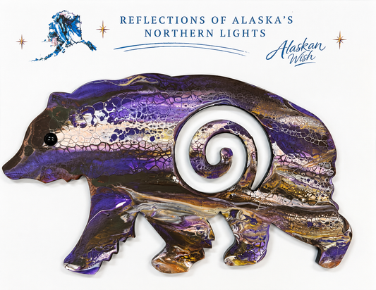 Bear Circle of Life - Reflections of Alaskan Northern Lights Wall Art