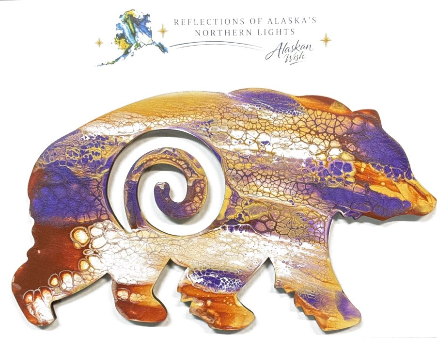 Bear Circle of Life - Reflections of Alaskan Northern Lights Wall Art
