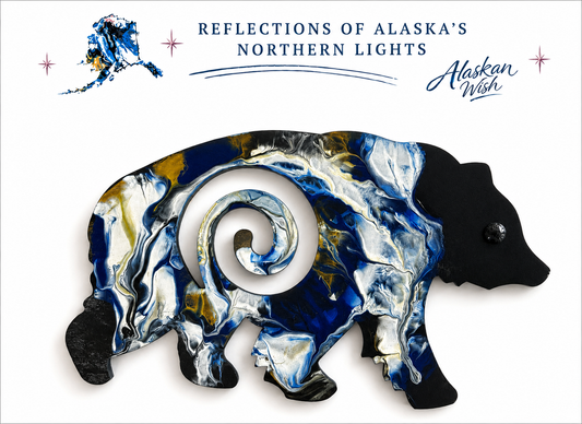 Bear Circle of Life - Reflections of Alaskan Northern Lights Wall Art
