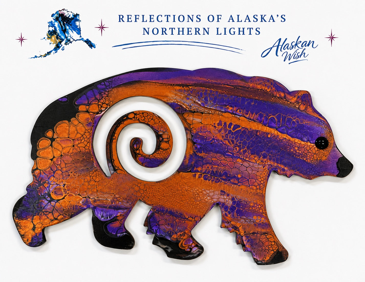 Bear Circle of Life - Reflections of Alaskan Northern Lights Wall Art