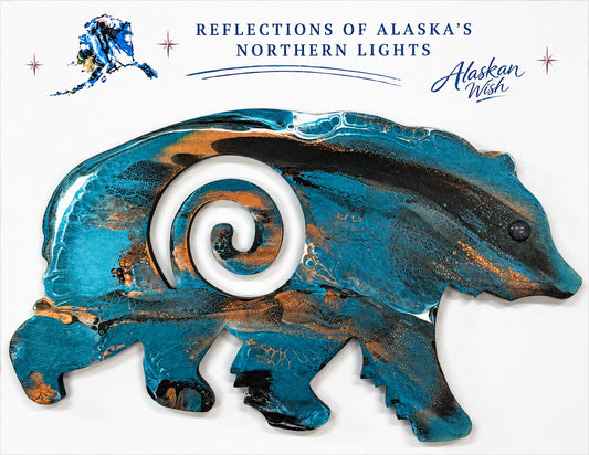 Bear Circle of Life - Reflections of Alaskan Northern Lights Wall Art