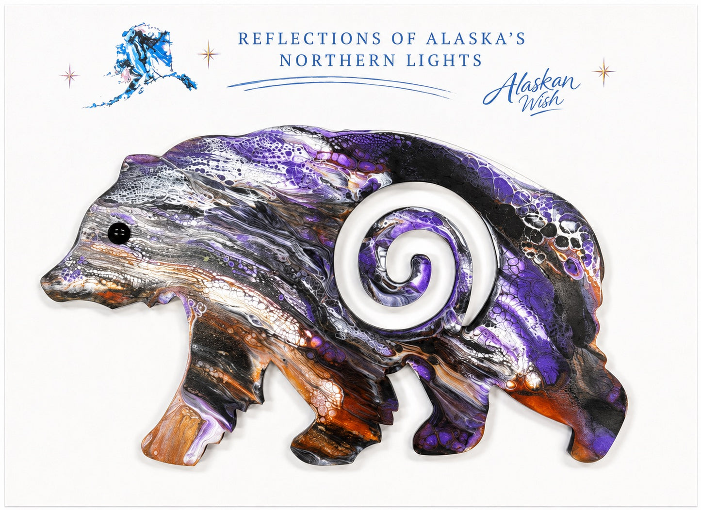Bear Circle of Life - Reflections of Alaskan Northern Lights Wall Art