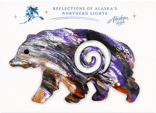 Bear Circle of Life - Reflections of Alaskan Northern Lights Wall Art