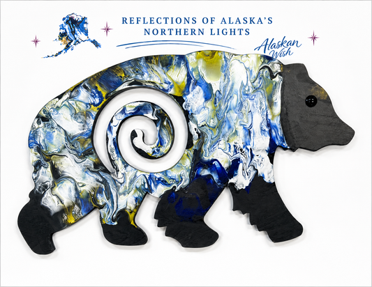 Bear Circle of Life - Reflections of Alaskan Northern Lights Wall Art