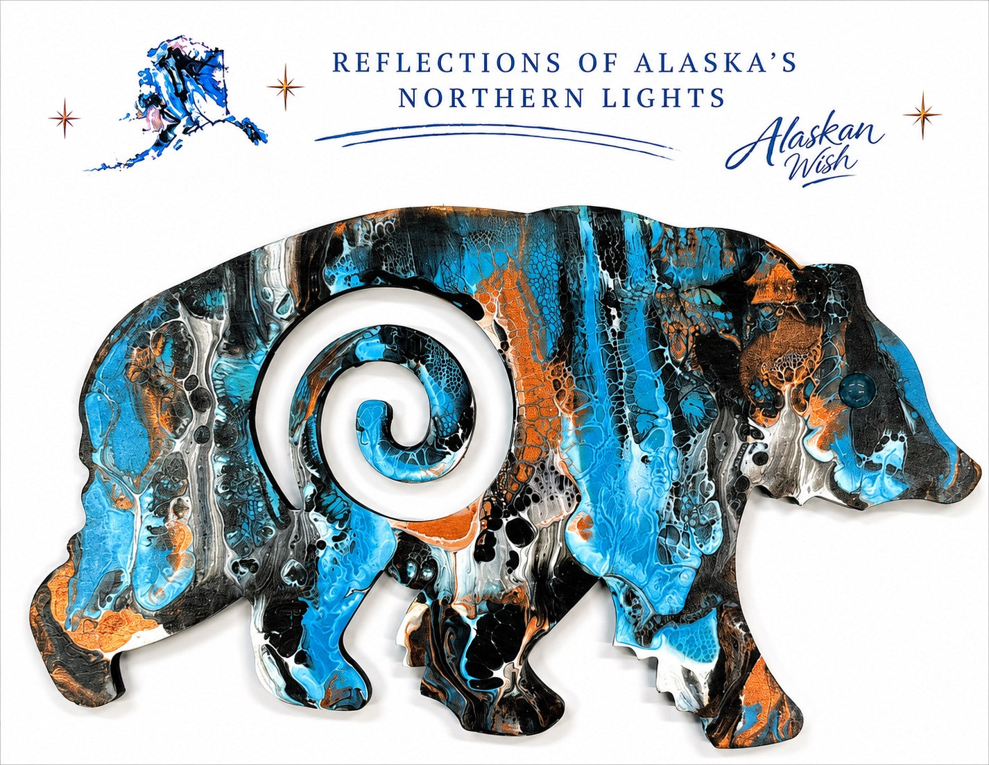 Bear Circle of Life - Reflections of Alaskan Northern Lights Wall Art
