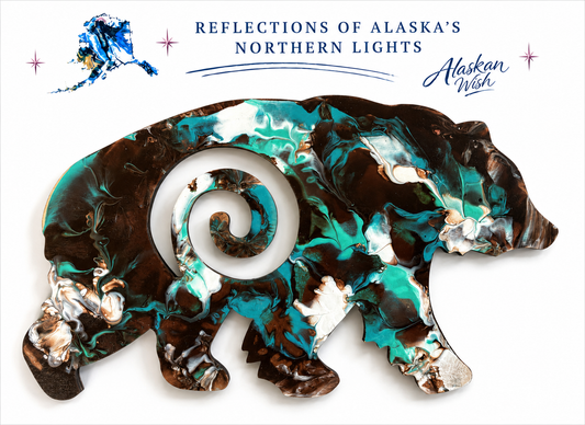Bear Circle of Life - Reflections of Alaskan Northern Lights Wall Art