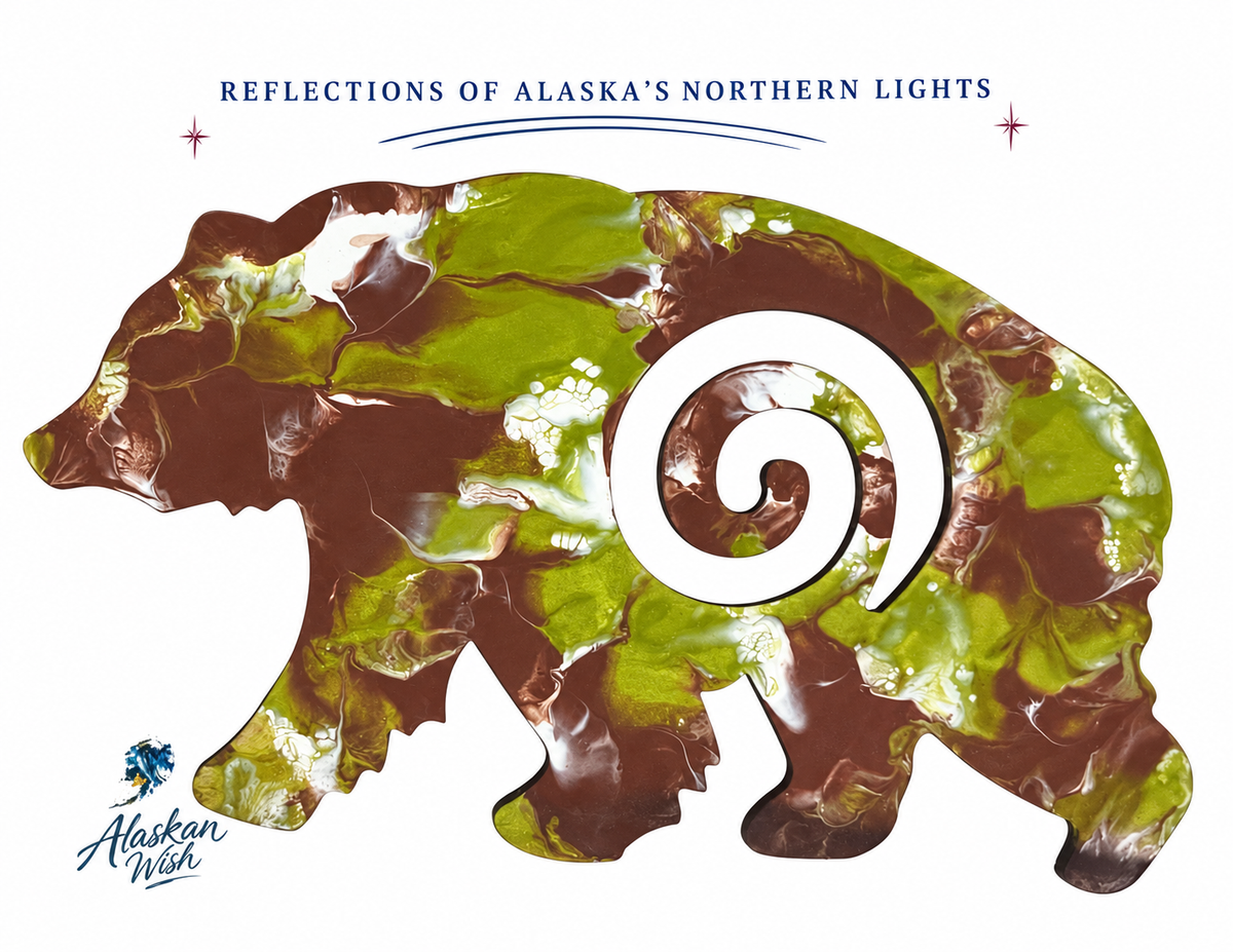 Circle of Life Bear - Reflections of Alaskan Northern Lights Wall Art