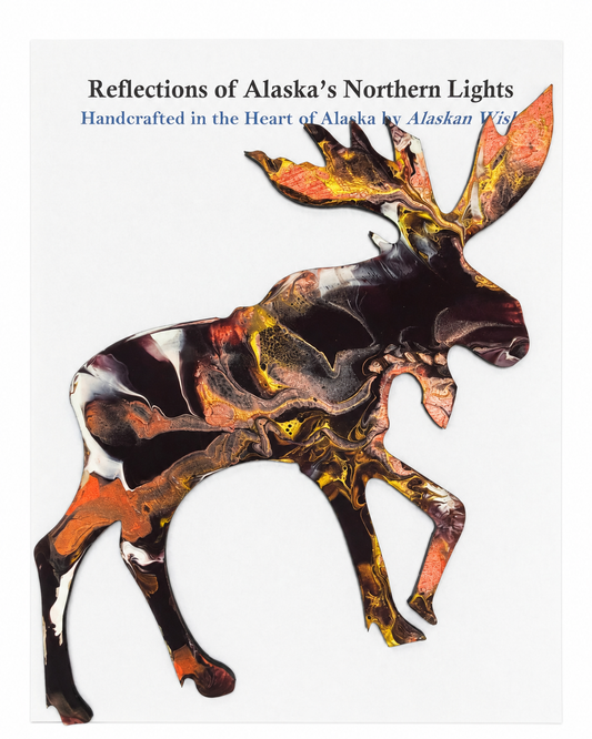Moose-Reflections of Alaskan Northern Lights Wall Art