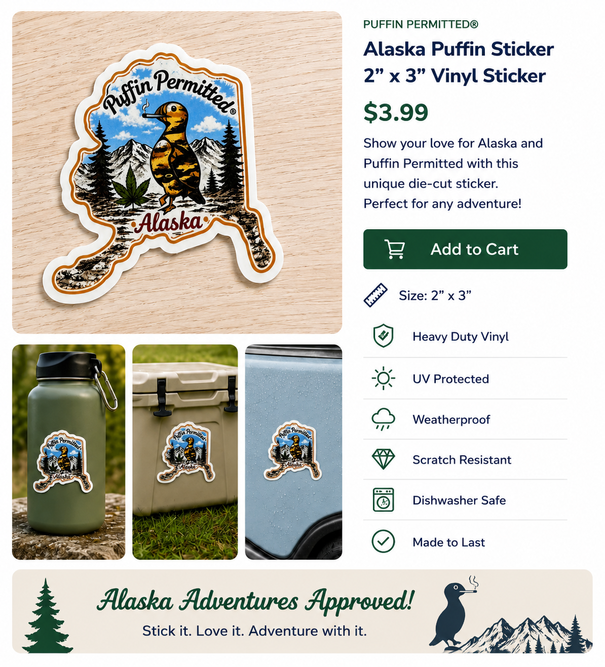 Puffin Permitted Sticker State AK “herb”