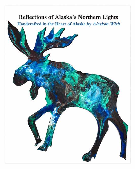 Moose-Reflections of Alaska Northern Lights Wall Art