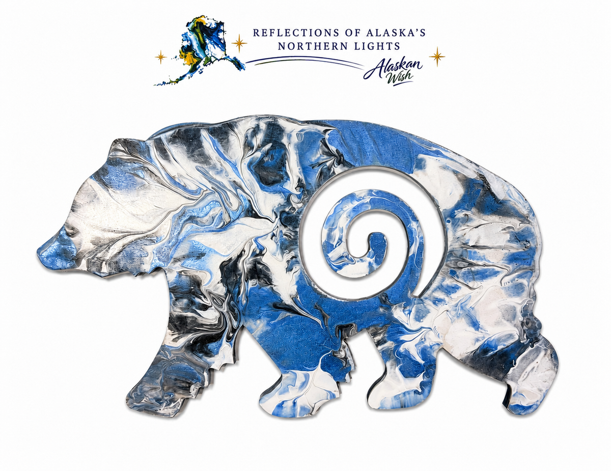 Bear Circle of Life - Reflections of Alaskan Northern Lights Wall Art