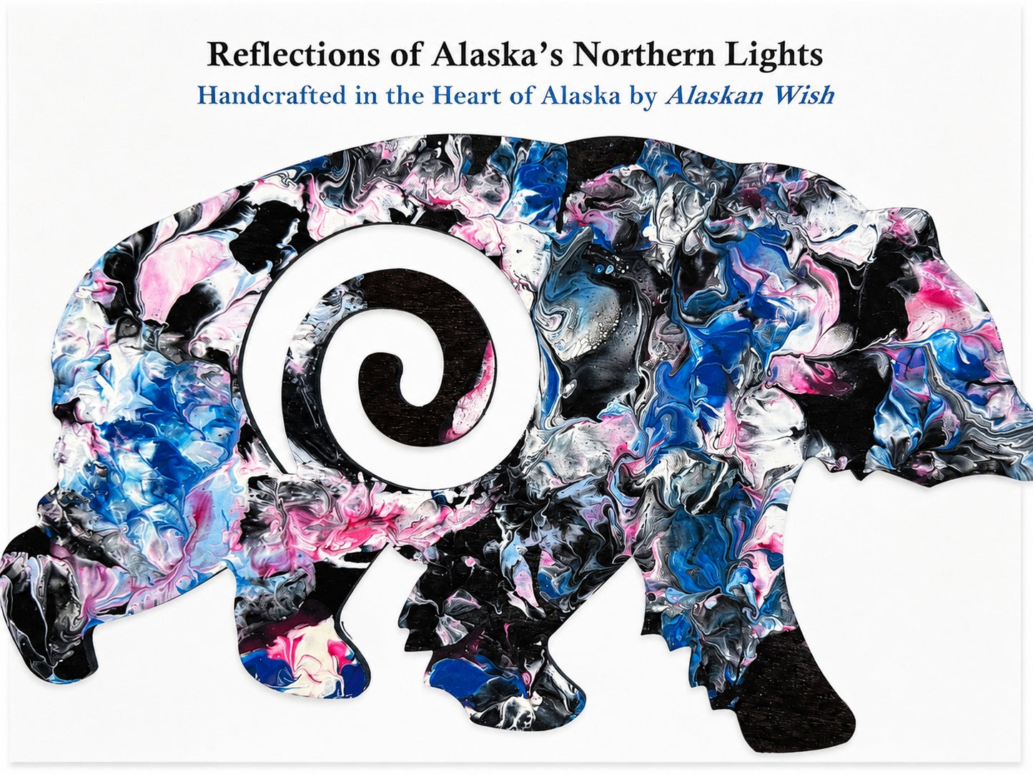 Bear Circle of Life - Reflections of Alaskan Northern Lights Wall Art