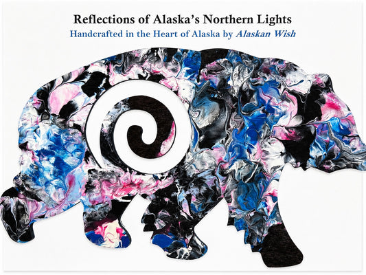 Bear Circle of Life - Reflections of Alaskan Northern Lights Wall Art