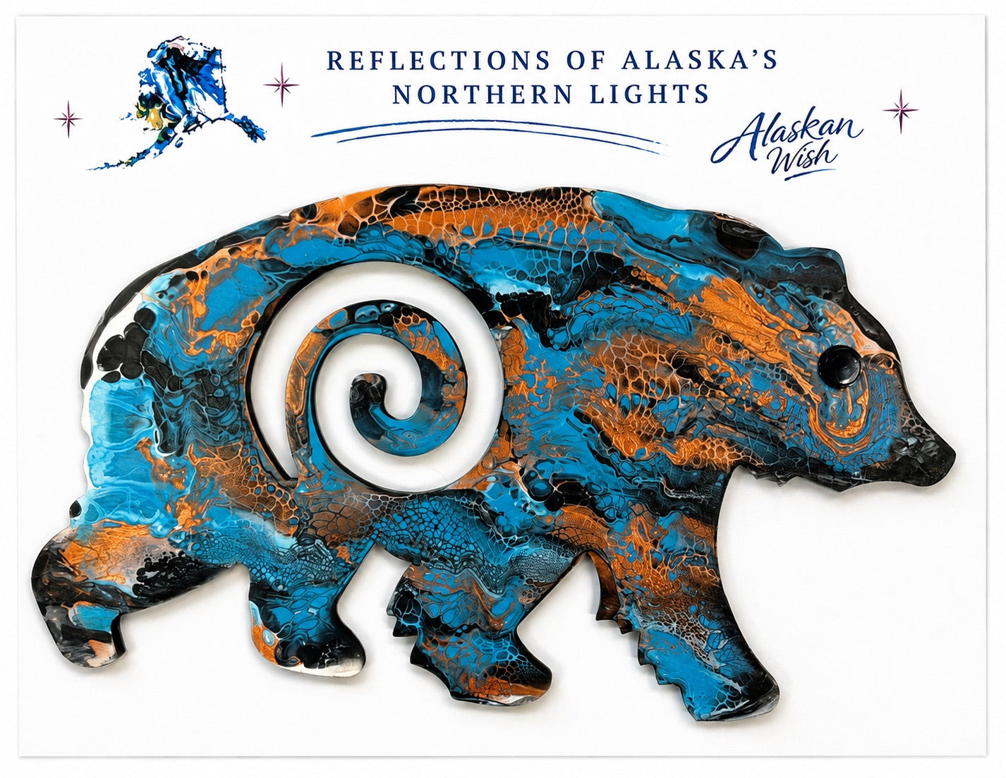 Bear Circle of Life - Reflections of Alaskan Northern Lights Wall Art