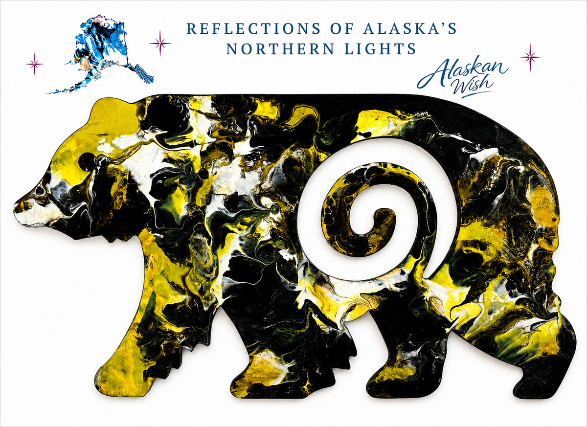 Bear Circle of Life - Reflections of Alaskan Northern Lights Wall Art