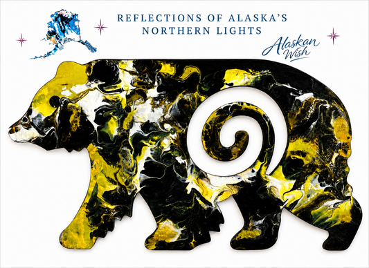 Bear Circle of Life - Reflections of Alaskan Northern Lights Wall Art