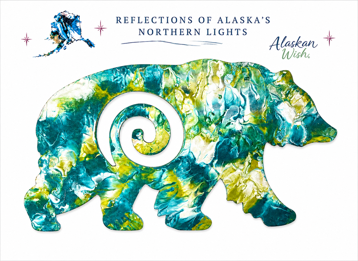 Bear Circle of Life - Reflections of Alaskan Northern Lights Wall Art