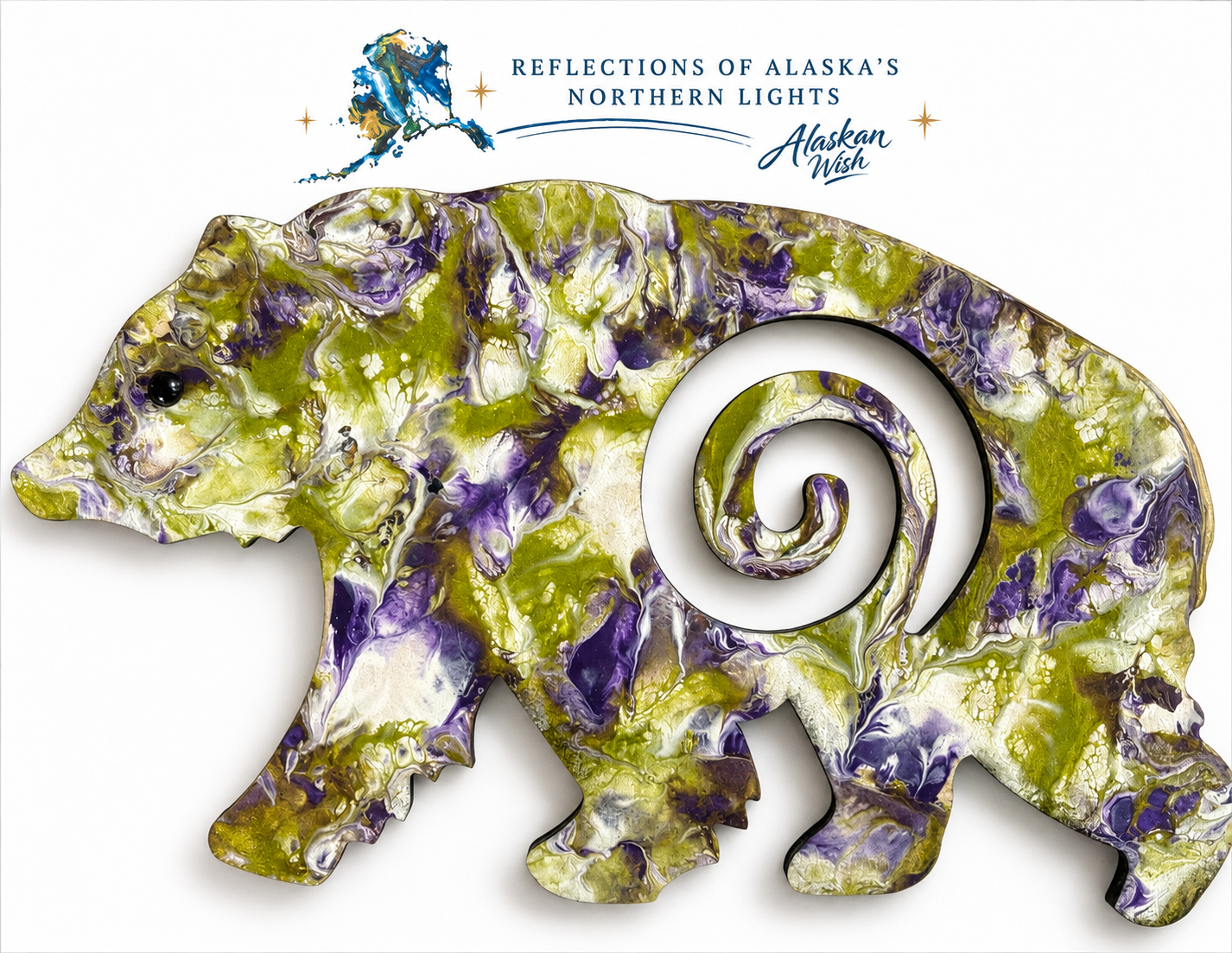 Bear Circle of Life - Reflections of Alaskan Northern Lights Wall Art
