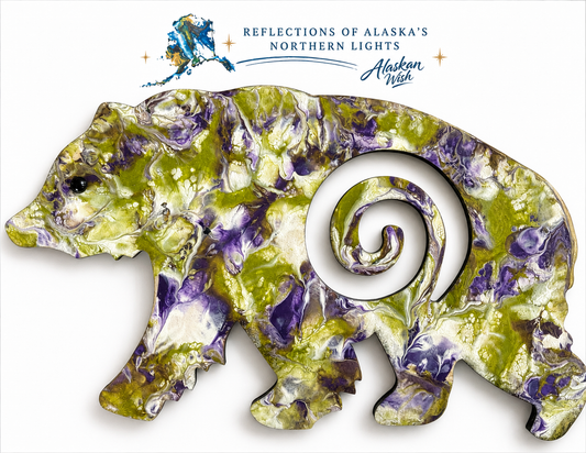Bear Circle of Life - Reflections of Alaskan Northern Lights Wall Art