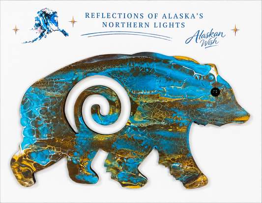 Bear Circle of Life - Reflections of Alaskan Northern Lights Wall Art