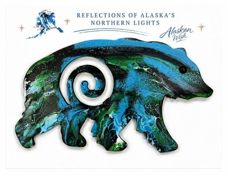 Bear Circle of Life - Reflections of Alaskan Northern Lights Wall Art