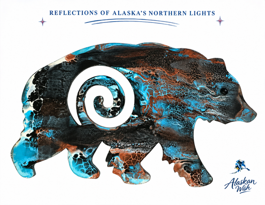Circle of Life Bear - Reflections of Alaskan Northern Lights Wall Art