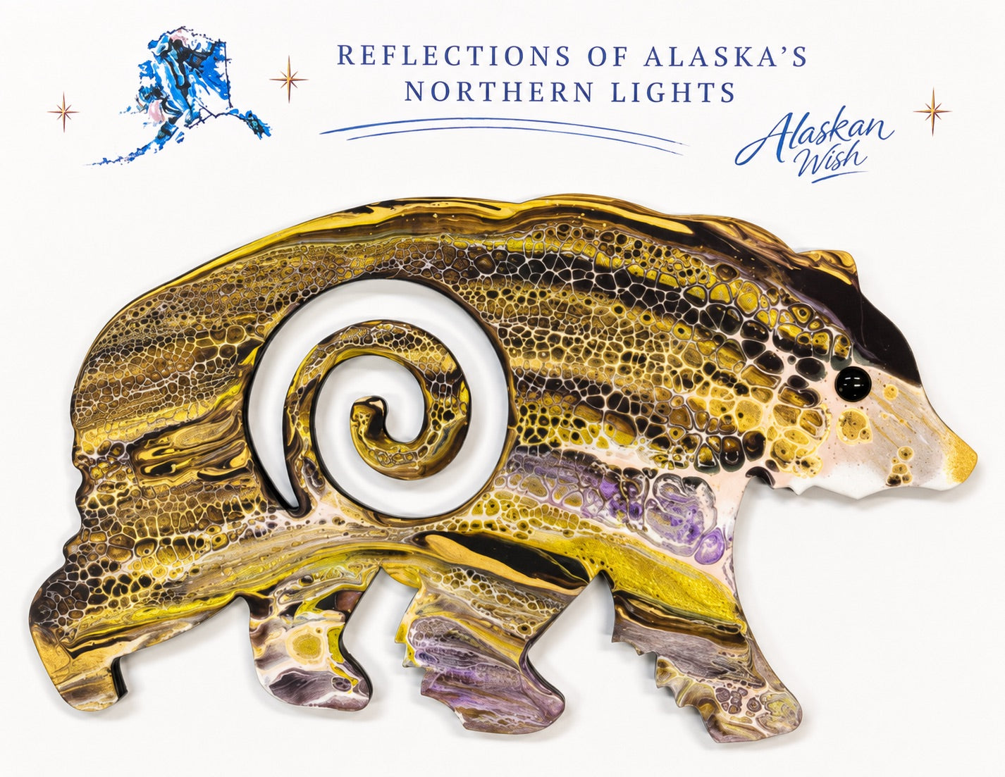 Bear Circle of Life - Reflections of Alaskan Northern Lights Wall Art