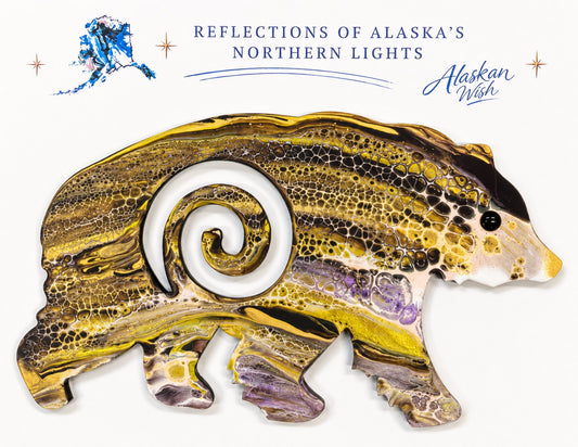 Bear Circle of Life - Reflections of Alaskan Northern Lights Wall Art