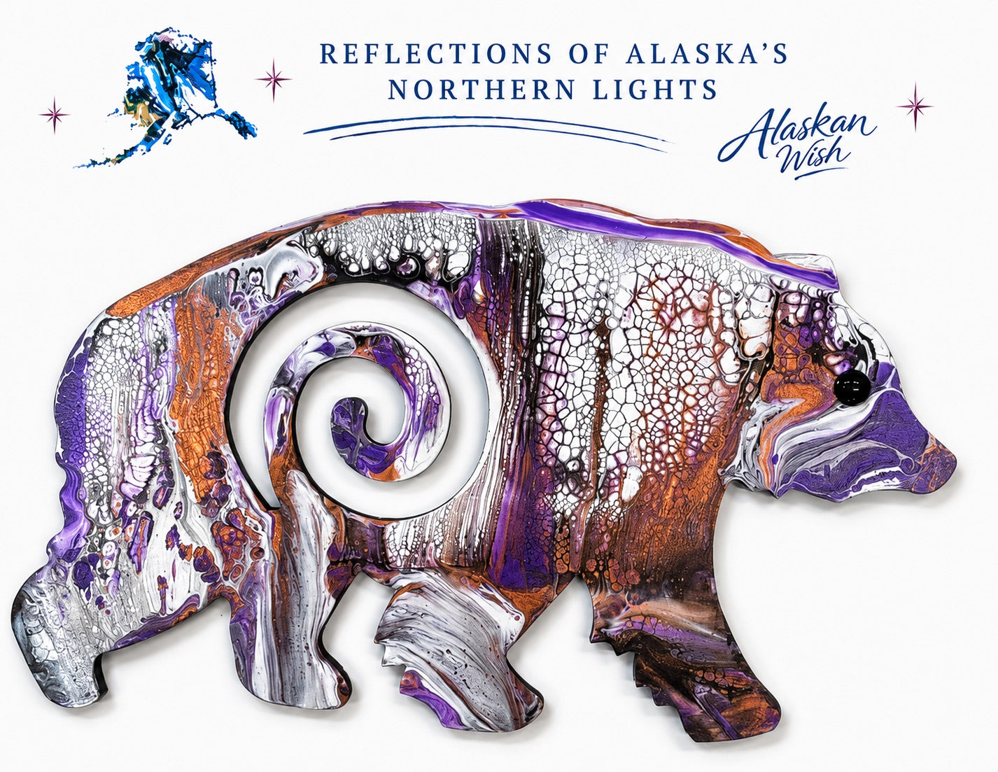 Bear Circle of Life - Reflections of Alaskan Northern Lights Wall Art
