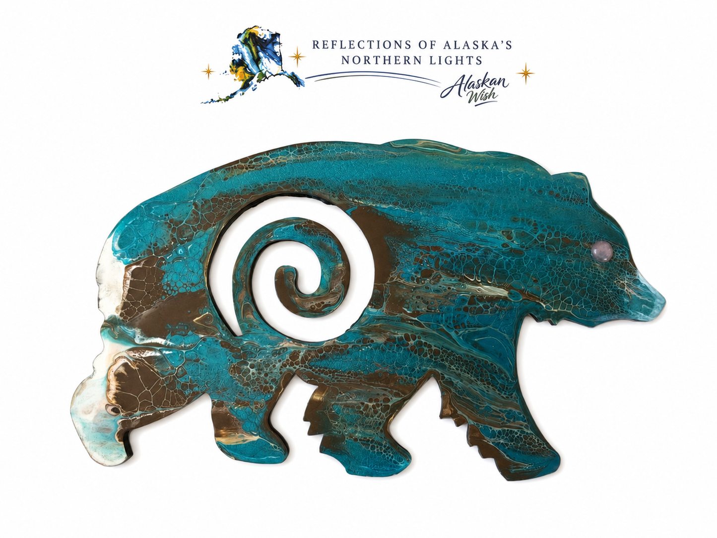 Bear Circle of Life - Reflections of Alaskan Northern Lights Wall Art