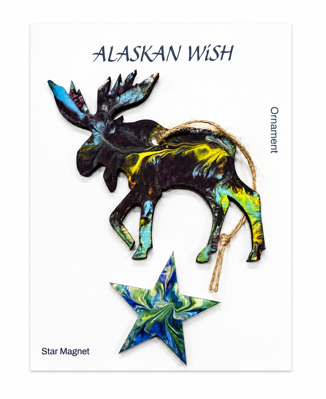 Moose Ornament Hand-Painted / One of a kind. /Art