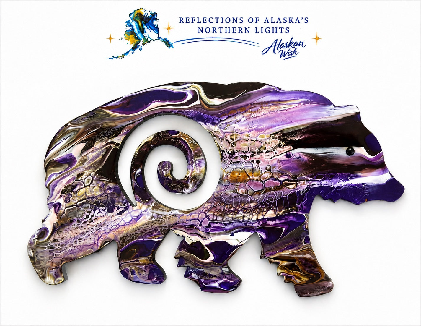 Bear Circle of Life - Reflections of Alaskan Northern Lights Wall Art
