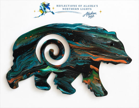 Bear Circle of Life - Reflections of Alaskan Northern Lights Wall Art