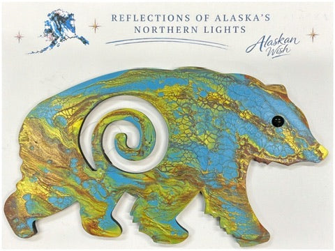 Bear Circle of Life - Reflections of Alaskan Northern Lights Wall Art