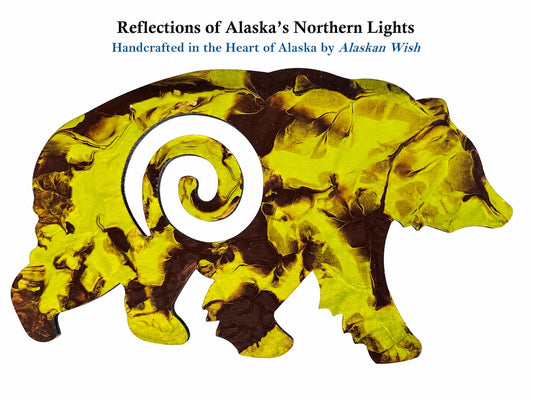 Bear Circle of Life - Reflections of Alaskan Northern Lights Wall Art