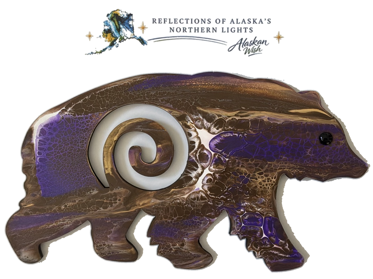 Bear Circle of Life - Reflections of Alaskan Northern Lights Wall Art