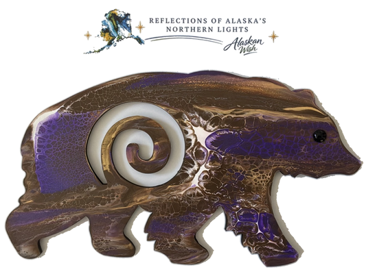 Bear Circle of Life - Reflections of Alaskan Northern Lights Wall Art